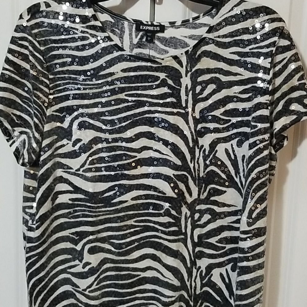 Express Zebra Sequin T-Shirt